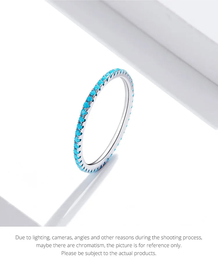 925 Sterling Silver Full Pave CZ Stackable Jewelry Rings – Multicolor Gemstone Inlay Rainbow Band Set for Women