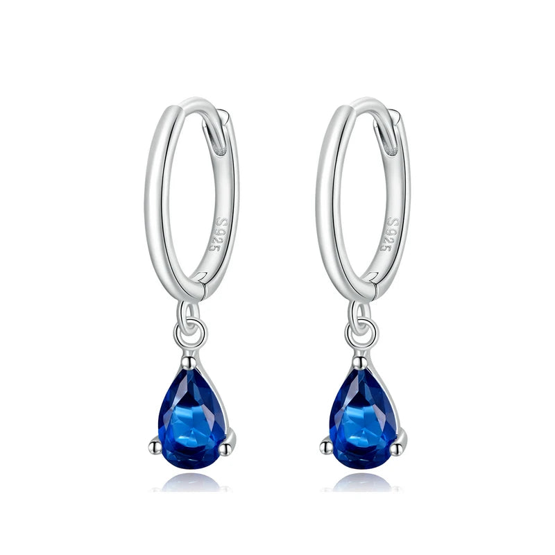 Water Drop /925 Sterling Silver Drop Earrings – Four Gem Colors Collection