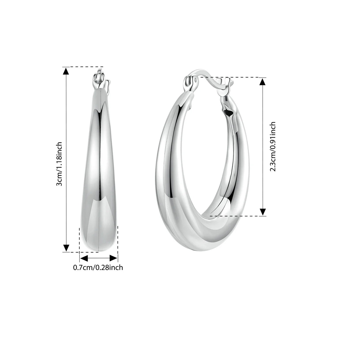 White Gold Plated Hoop Earrings with 925 Sterling Silver Posts | Premium Jewelry