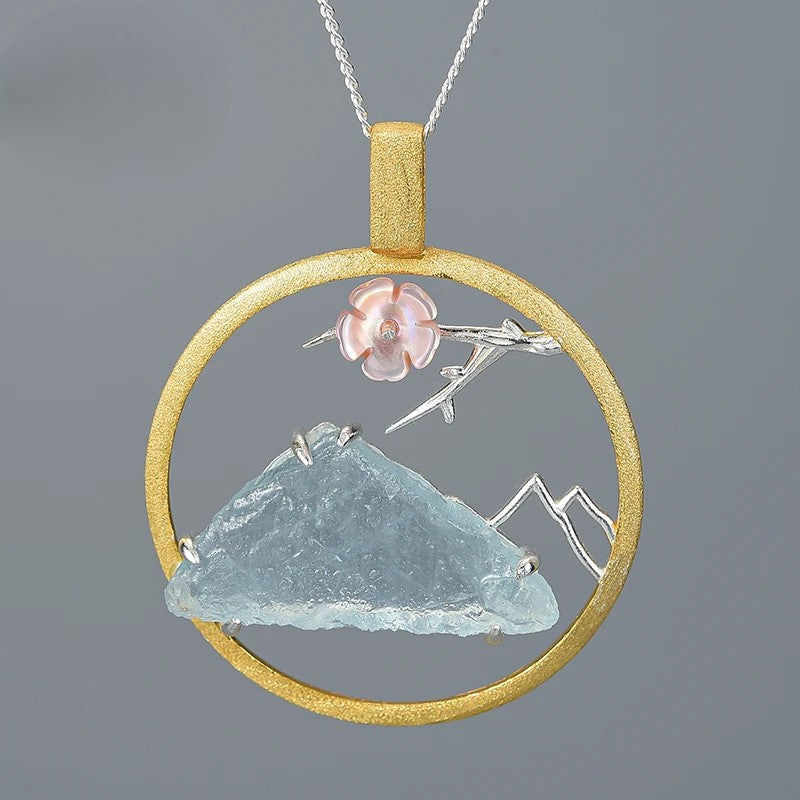 Handcrafted Raw Stone Pendant in Solid 925 Sterling Silver – Bird Whisper Luxury Design
