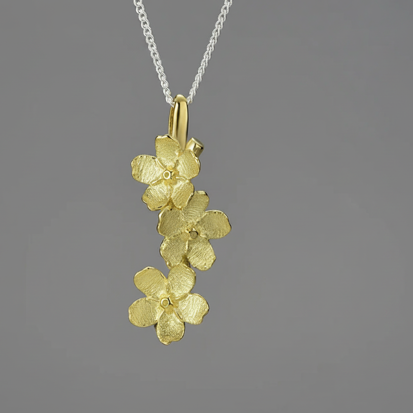 Flower Pendant Necklace- Handmade 925 Sterling Silver Fashion Jewelry