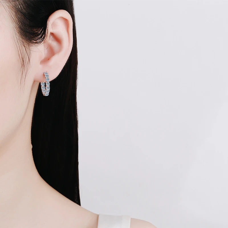 2.6ct D Color Moissanite Jewelry Hoop Earrings in 925 Sterling Silver – White, Yellow & Rose Gold Plated