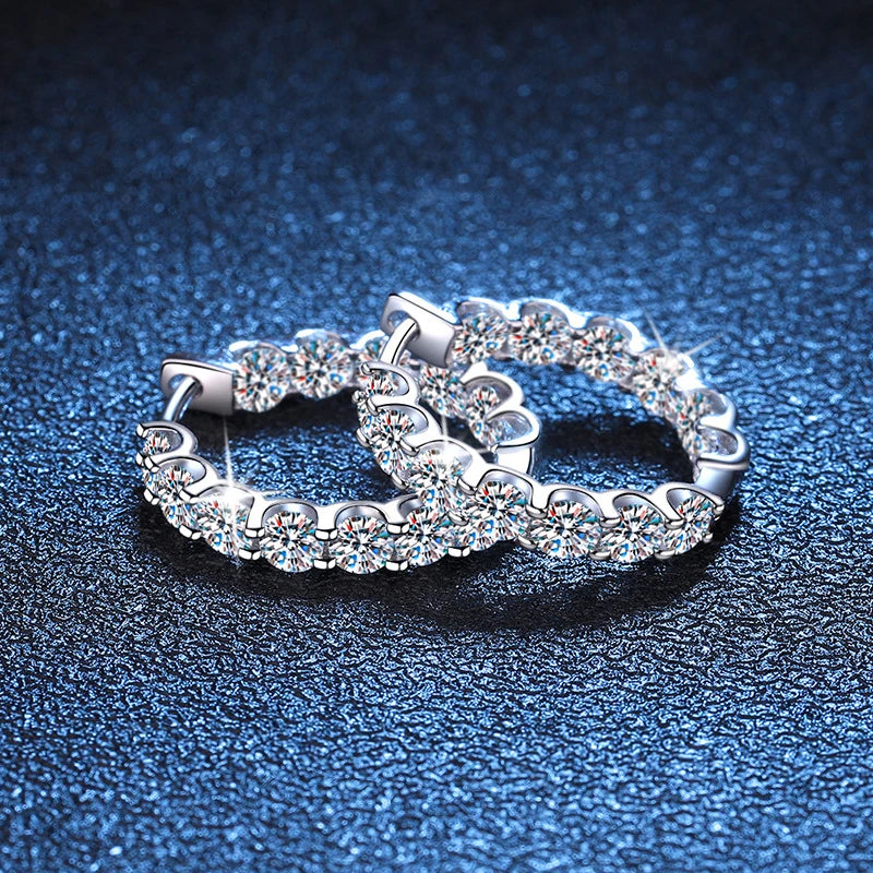 2.6ct D Color Moissanite Jewelry Hoop Earrings in 925 Sterling Silver – White, Yellow & Rose Gold Plated