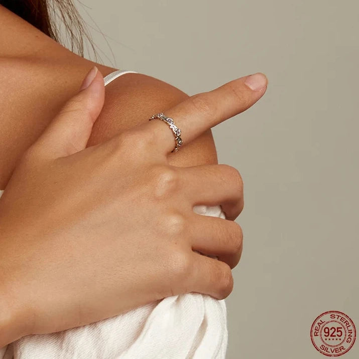 925 Sterling Silver Pink Floral Eternity Ring – Elegant Vintage‑Inspired Fine Jewelry for Women