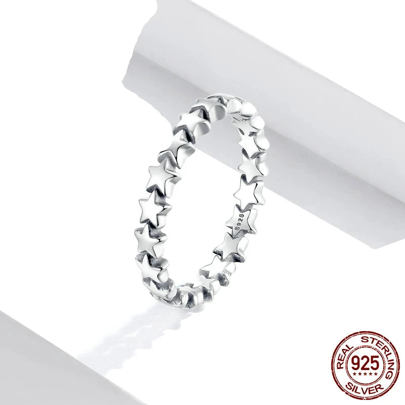 925 Sterling Silver Star Band Ring – Minimalist Celestial Fine Jewelry for Women