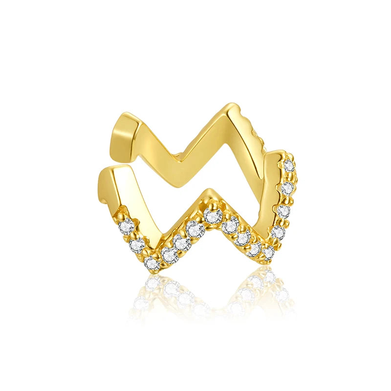 925 sterling silver clip earrings with sparkling zircon stones in gold and silver finishes, elegant jewelry for women