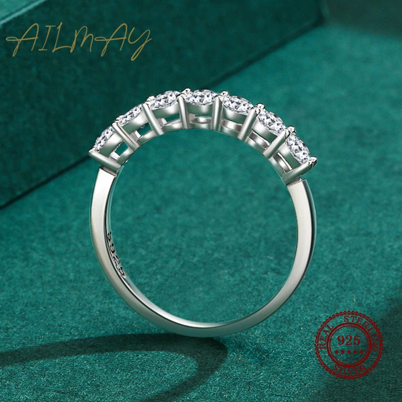Alt Text: 925 Sterling Silver Double Row Eternity Ring with Sparkling CZ Stones Jewelry