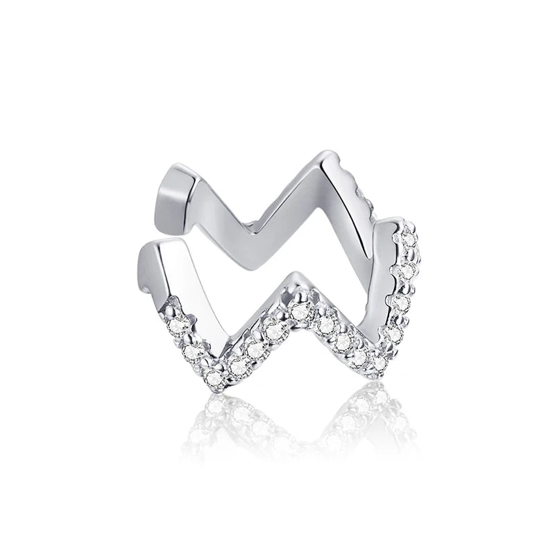 925 sterling silver clip earrings with sparkling zircon stones in gold and silver finishes, elegant jewelry for women