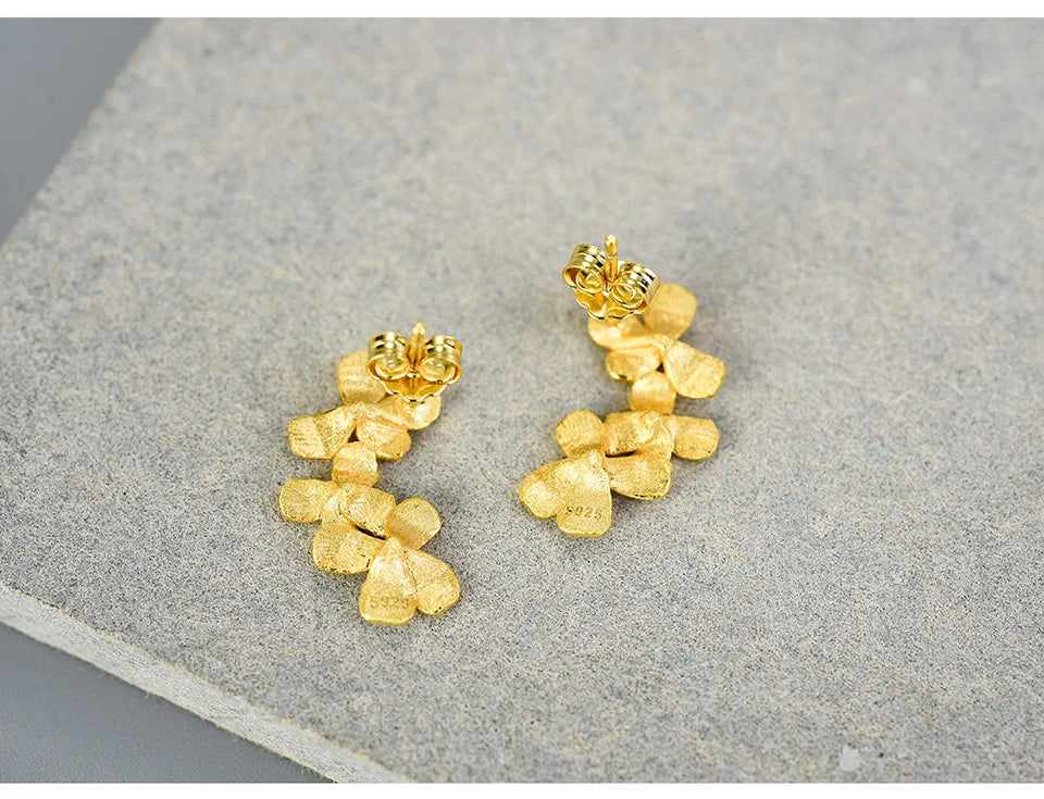 Handmade Sterling Silver Floral Earrings with Dual Gold Plating – Elegant Nature‑Inspired Jewelry