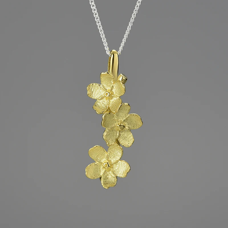 Flower Pendant Necklace- Handmade 925 Sterling Silver Fashion Jewelry
