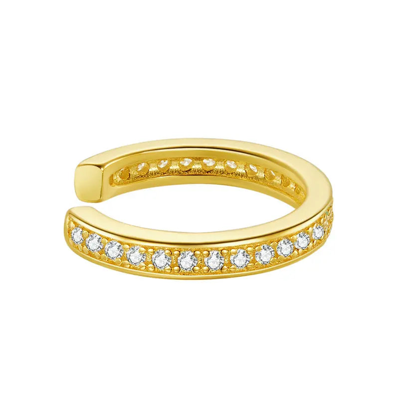925 sterling silver clip earrings with sparkling zircon stones in gold and silver finishes, elegant jewelry for women
