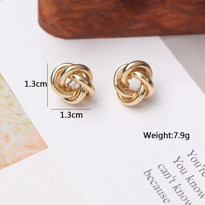 Gold Color Twist Round Earrings Earring