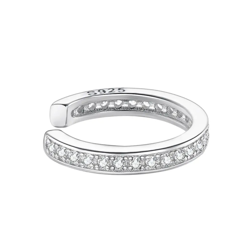 925 sterling silver clip earrings with sparkling zircon stones in gold and silver finishes, elegant jewelry for women