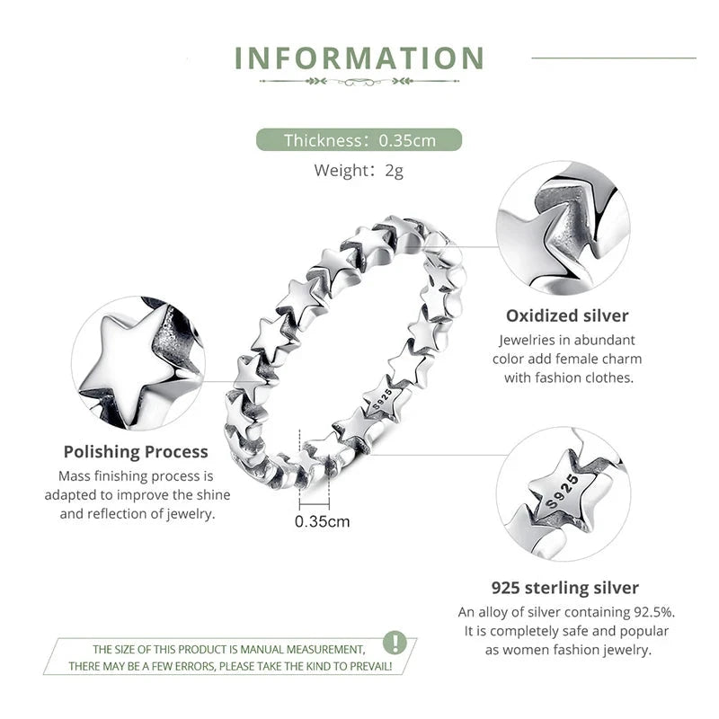 925 Sterling Silver Star Band Ring – Minimalist Celestial Fine Jewelry for Women