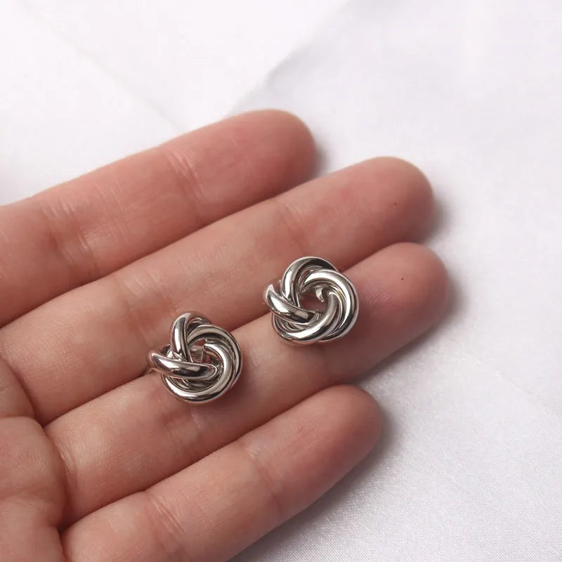 Gold Color Twist Round Earrings Earring