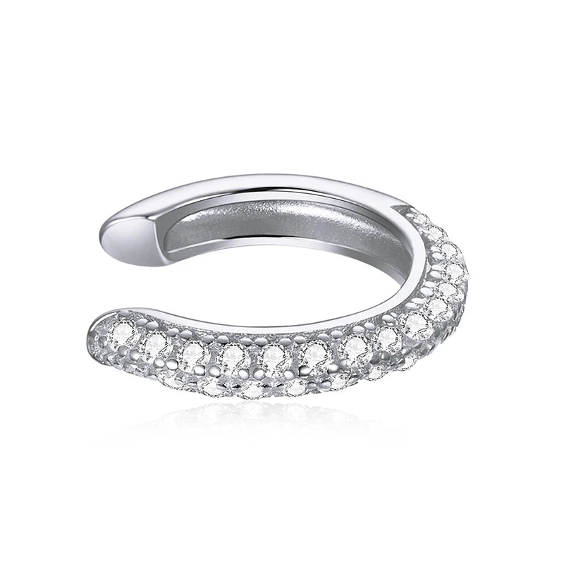 925 sterling silver clip earrings with sparkling zircon stones in gold and silver finishes, elegant jewelry for women
