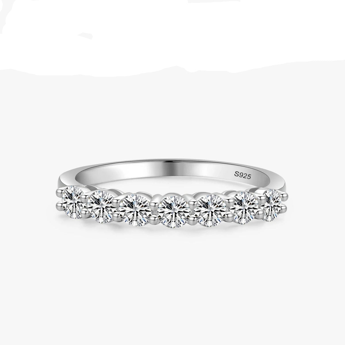 Alt Text: 925 Sterling Silver Double Row Eternity Ring with Sparkling CZ Stones Jewelry