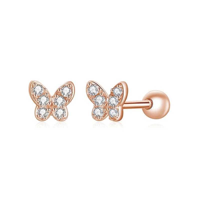 925 Sterling Silver Butterfly Star Snowflake Stud Earrings Jewelry Gift For Women