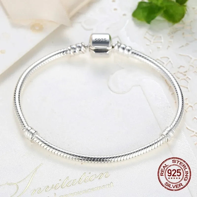 925 Sterling Silver Snake Bone Handmade  Jewelry Chain Charm Bracelet
