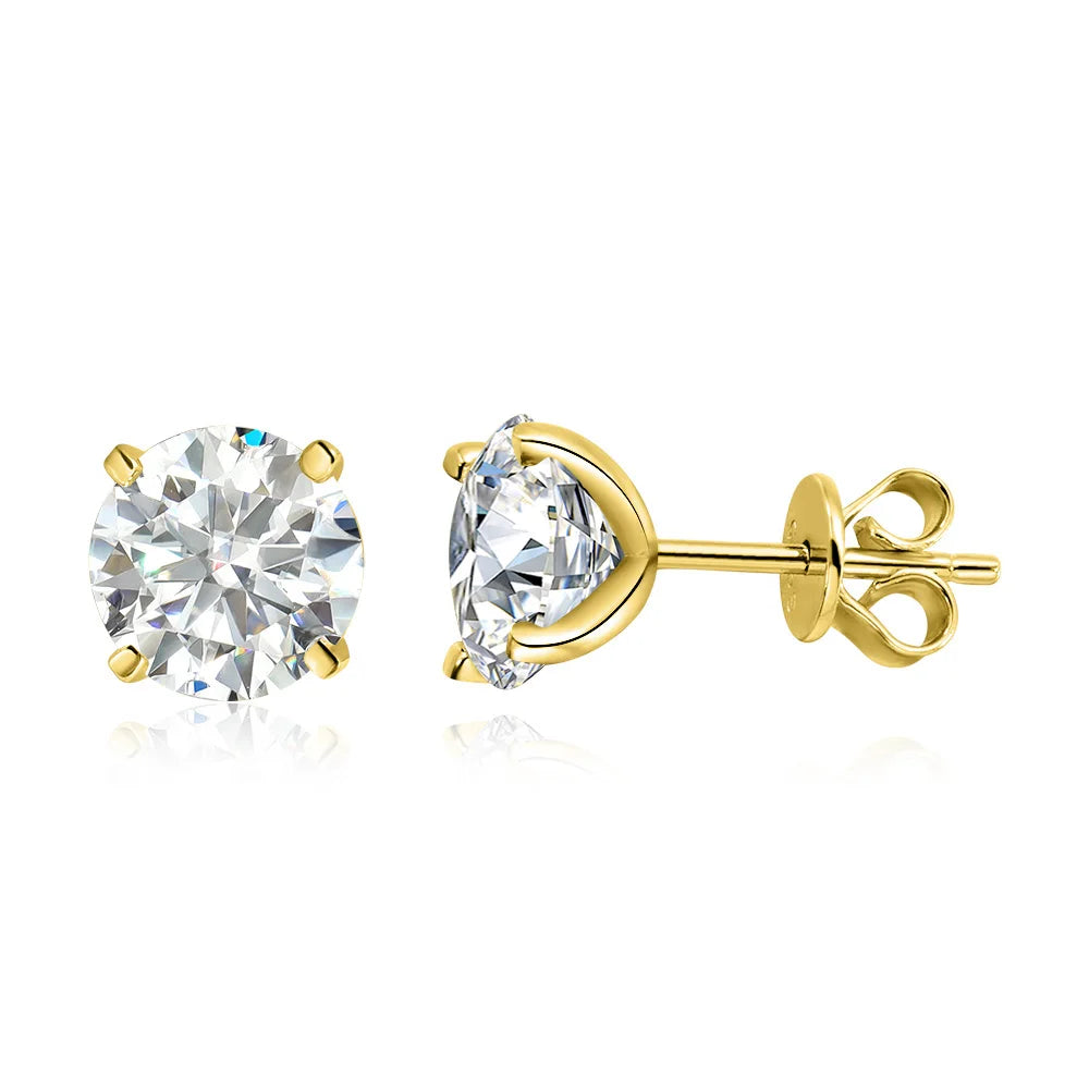 Rose Gold Moissanite Stud Earrings – Real 925 Sterling Silver Fine Jewelry