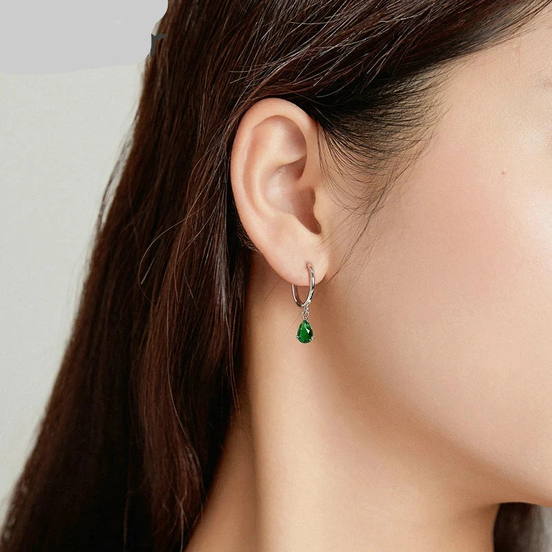 Water Drop /925 Sterling Silver Drop Earrings – Four Gem Colors Collection