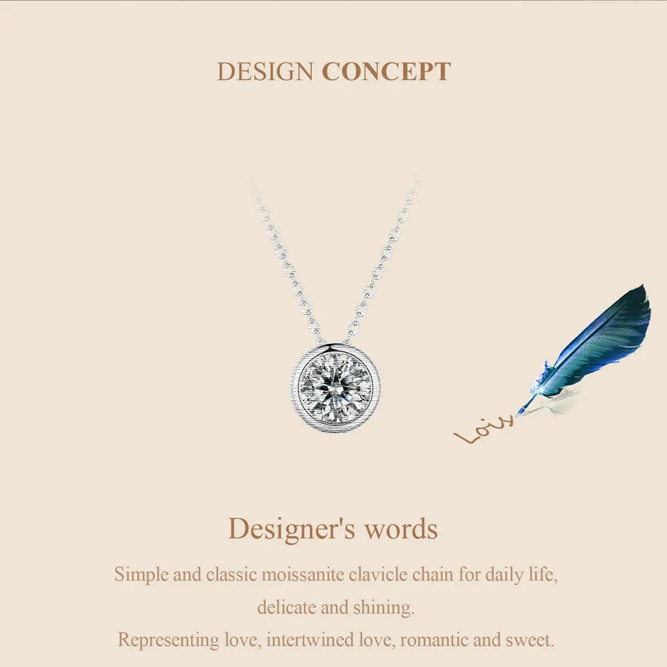 Bazel Radiance Premium  jewelry Necklace/925 Sterling Silver Round Moissanite – D Color