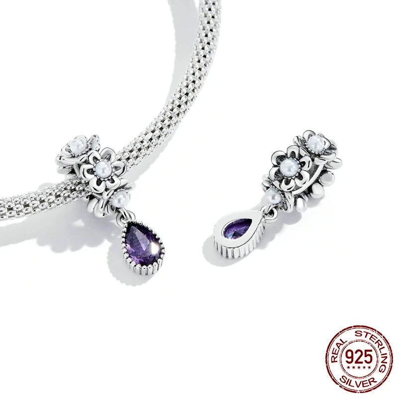 925 Sterling Silver Purple Gemstone Charm Jewelry Collection