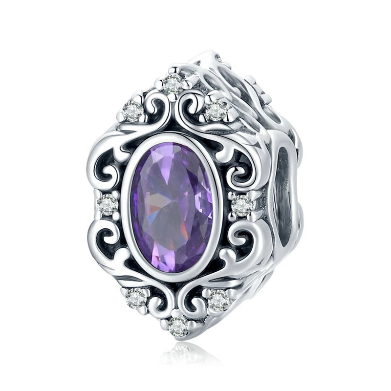925 Sterling Silver Purple Gemstone Charm Jewelry Collection