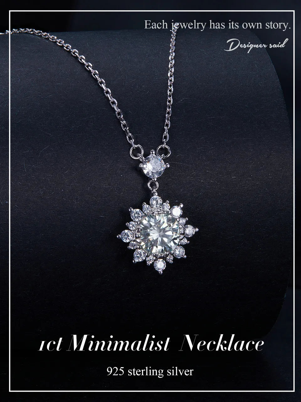 1ct Lab‑Grown Diamond Snowflake  jewelry Necklace – 925 Sterling Silver