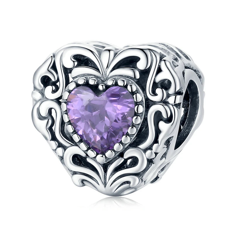 925 Sterling Silver Purple Gemstone Charm Jewelry Collection