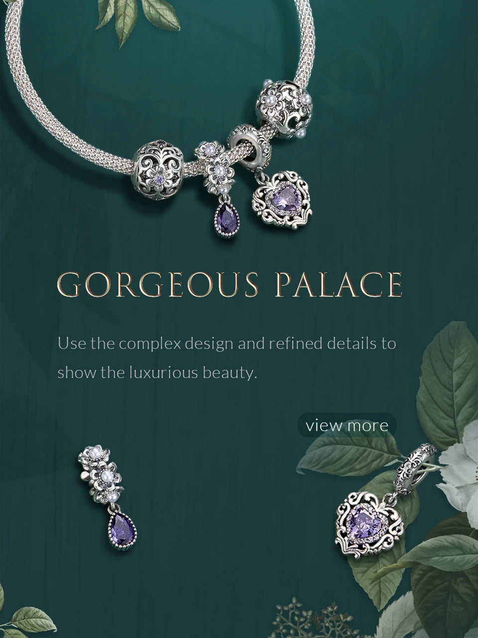 925 Sterling Silver Purple Gemstone Charm Jewelry Collection
