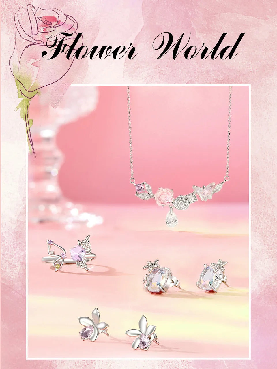 Everbloom Flower Jewelry Necklace– Sterling Silver Romance