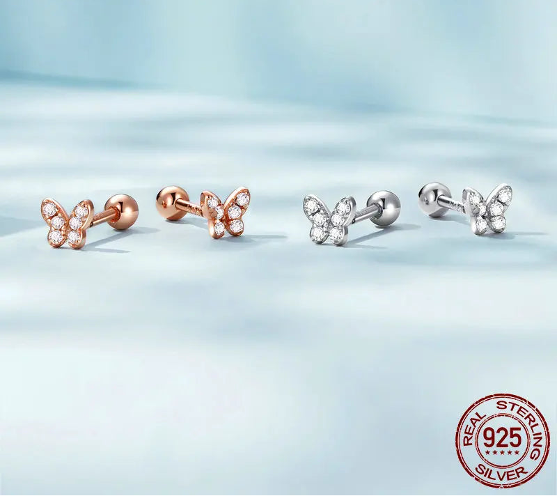 925 Sterling Silver Butterfly Star Snowflake Stud Earrings Jewelry Gift For Women
