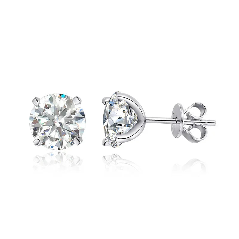 Rose Gold Moissanite Stud Earrings – Real 925 Sterling Silver Fine Jewelry