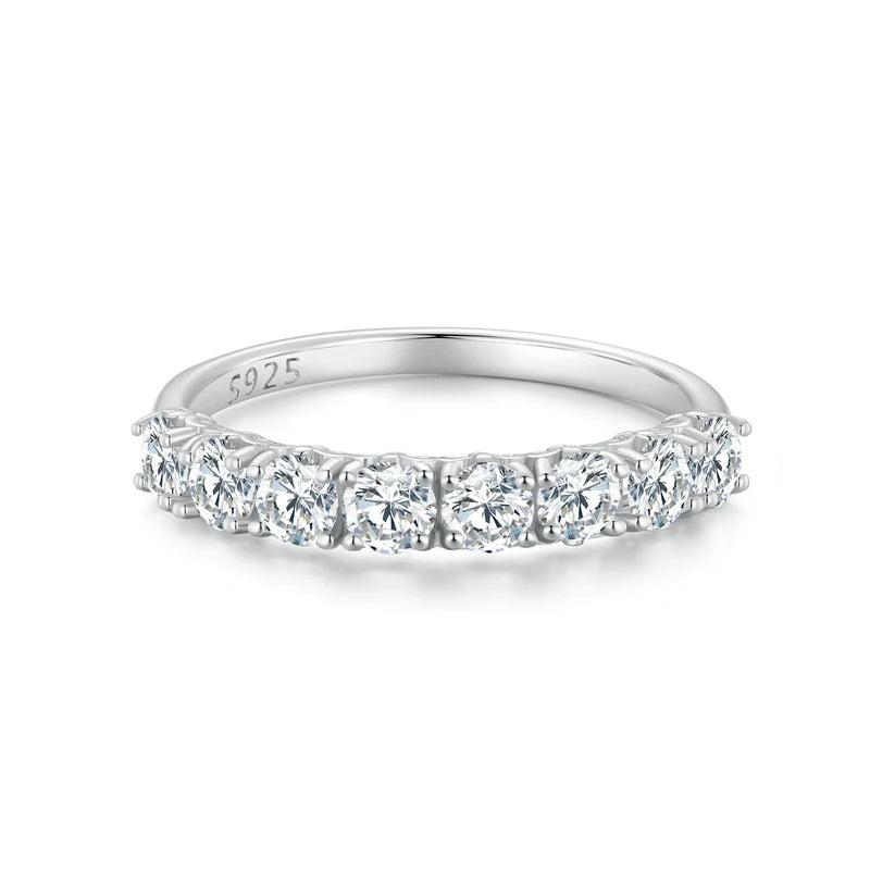 Iris D‑Color Moissanite Lace Band – 925 Sterling Silver Half Eternity Stackable Engagement Ring for Women