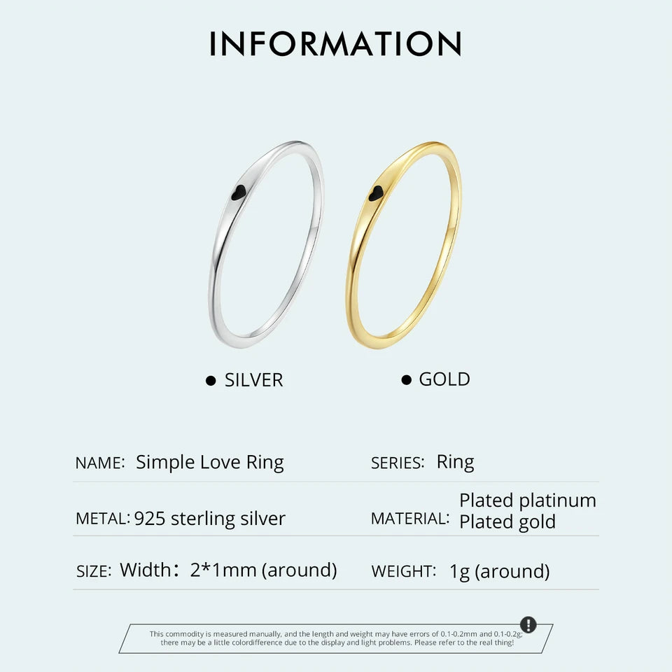 Minimalist Silver & Gold Rings with Black Heart – Modern Stackable Fine Jewelry for Women