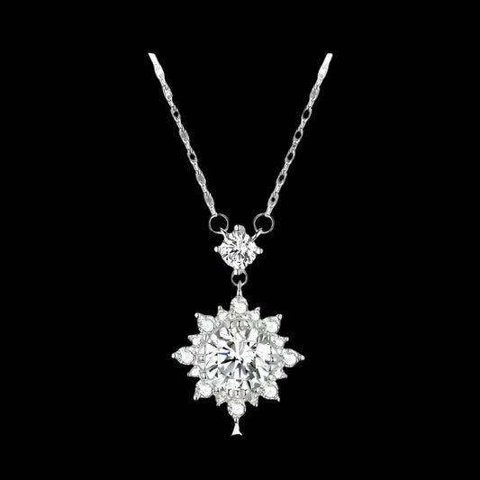 1 Carat Lab‑Grown Diamond / Moissanite – Silver 925 – Snowflake Chain Necklace