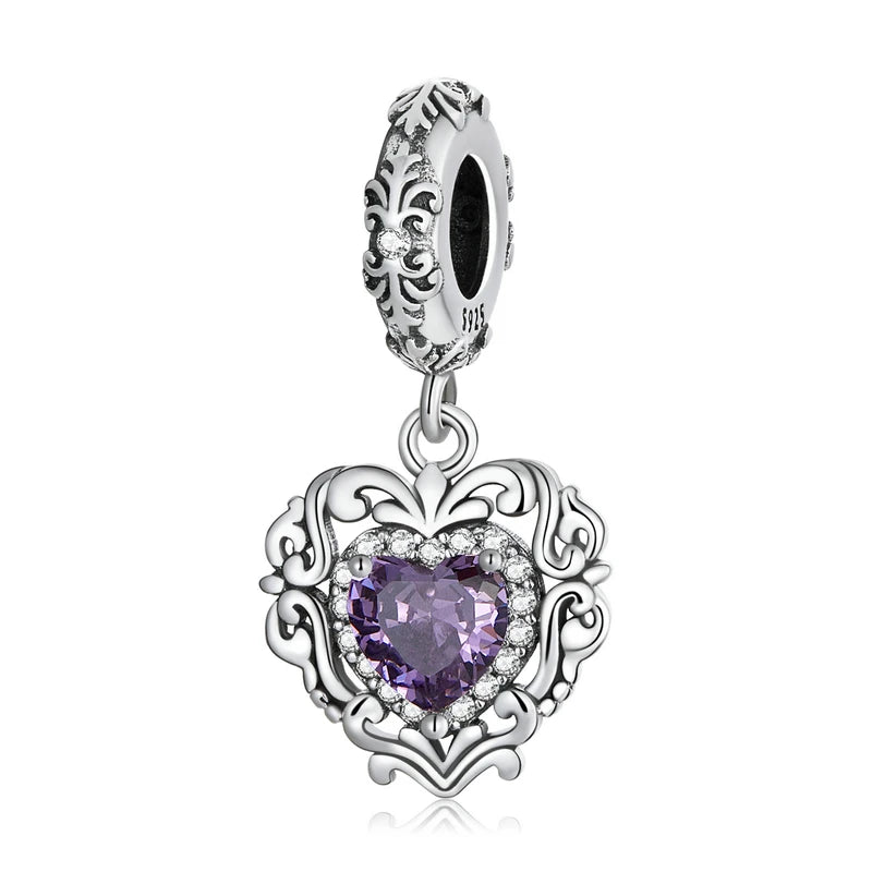 925 Sterling Silver Purple Gemstone Charm Jewelry Collection