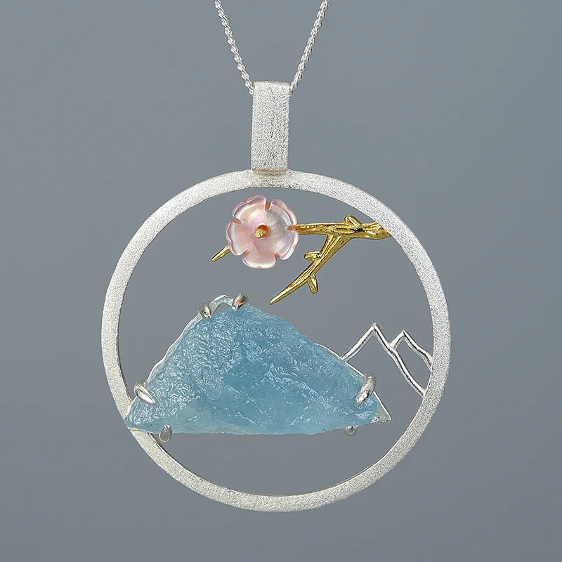 Handcrafted Raw Stone Pendant in Solid 925 Sterling Silver – Bird Whisper Luxury Design