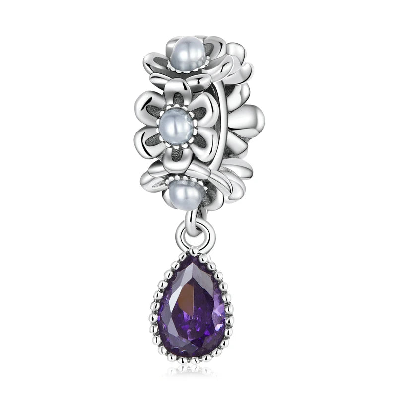 925 Sterling Silver Purple Gemstone Charm Jewelry Collection