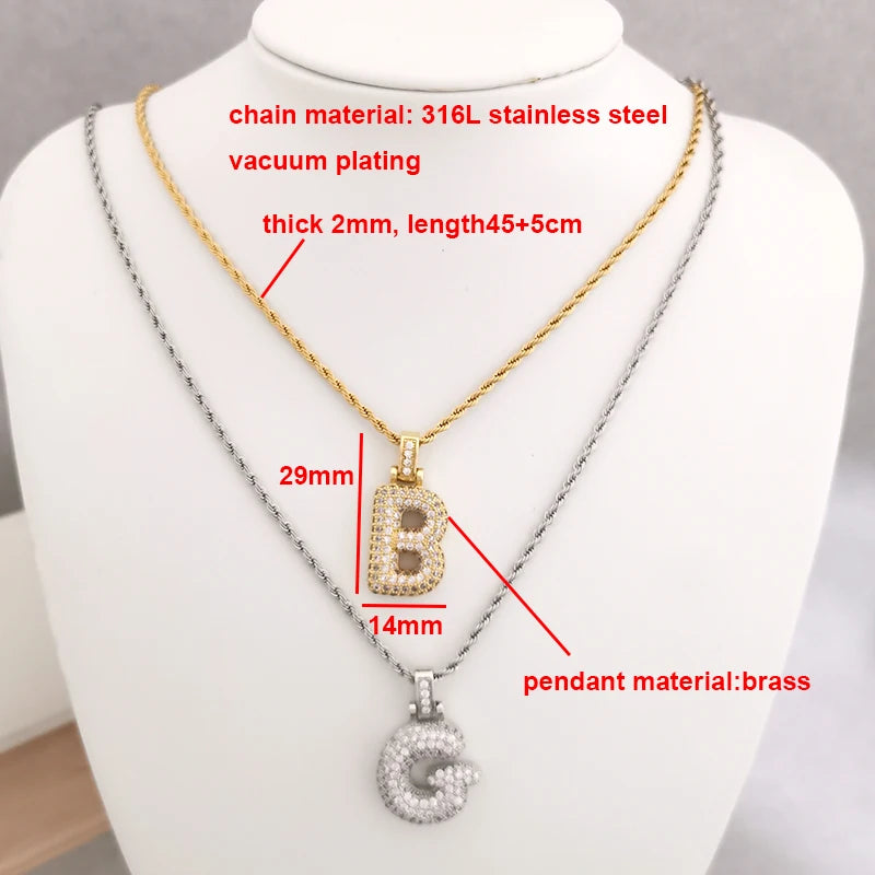 Initial Charm A-Z Letters jewelry Necklace