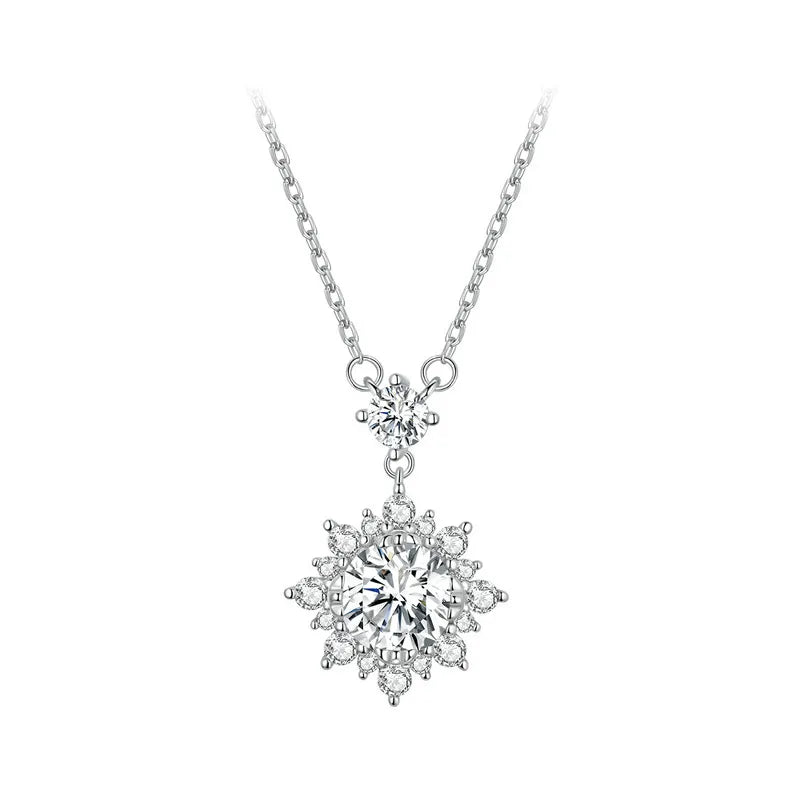 1ct Lab‑Grown Diamond Snowflake  jewelry Necklace – 925 Sterling Silver