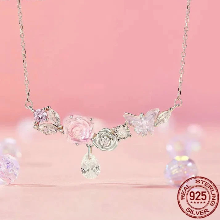 Everbloom Flower Jewelry Necklace– Sterling Silver Romance