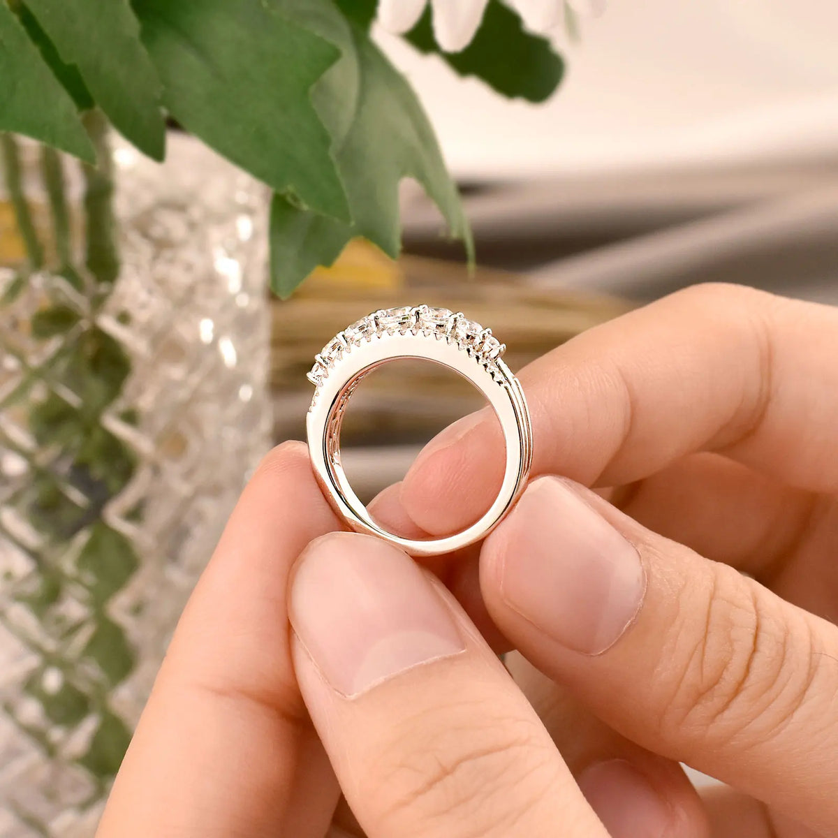 925 Sterling Silver Double‑Row Eternity Ring – Sparkling CZ Wedding & Statement Band for Women