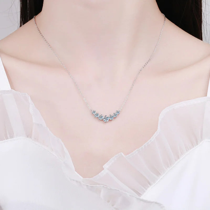 Eternal Glow Moissanite Jewelry Necklace – 925 Silver & 18k White Gold
