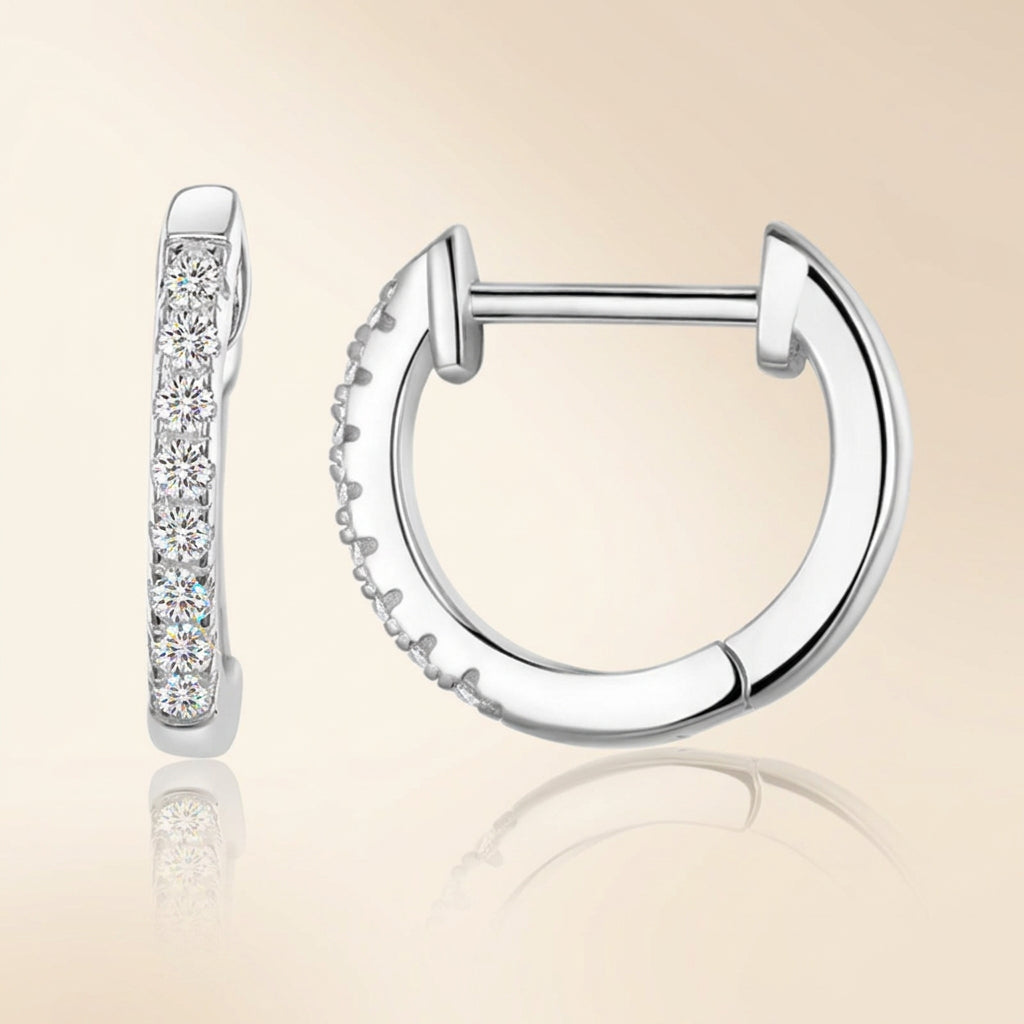 Luxury Zircon Huggie Hoop Earrings in 925 Sterling Silver Jewelry