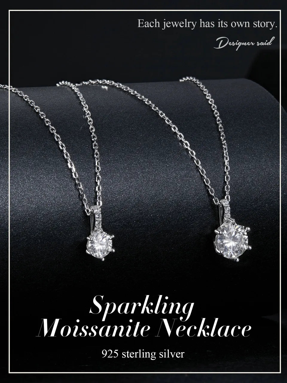 Grown Diamond Moissanite D Color Pendant Necklace - 925 Sterling Silver