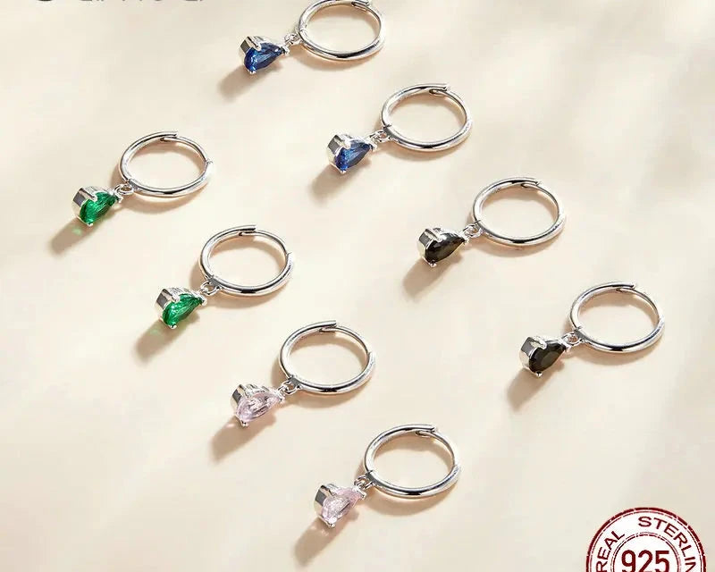 Water Drop /925 Sterling Silver Drop Earrings – Four Gem Colors Collection