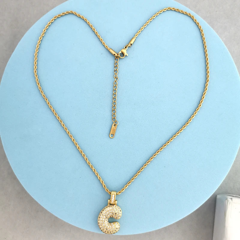 Initial Charm A-Z Letters jewelry Necklace