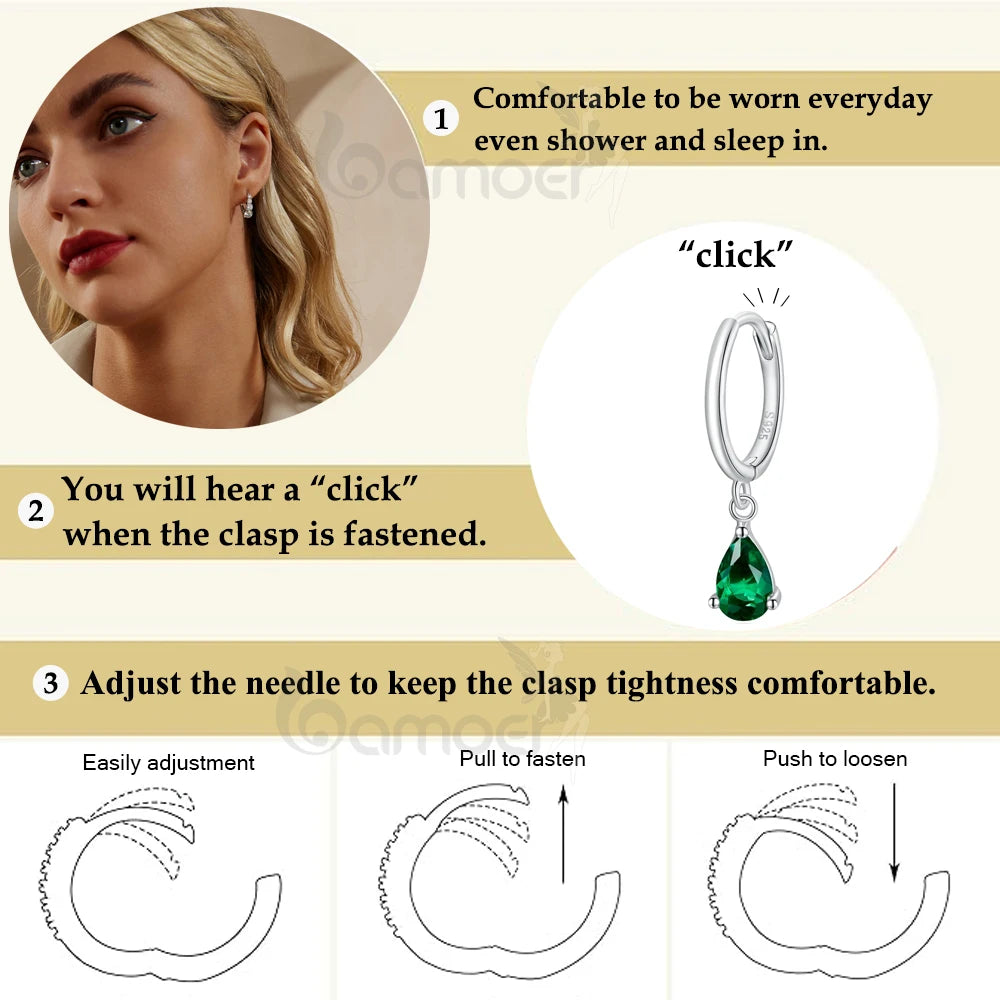 Water Drop /925 Sterling Silver Drop Earrings – Four Gem Colors Collection
